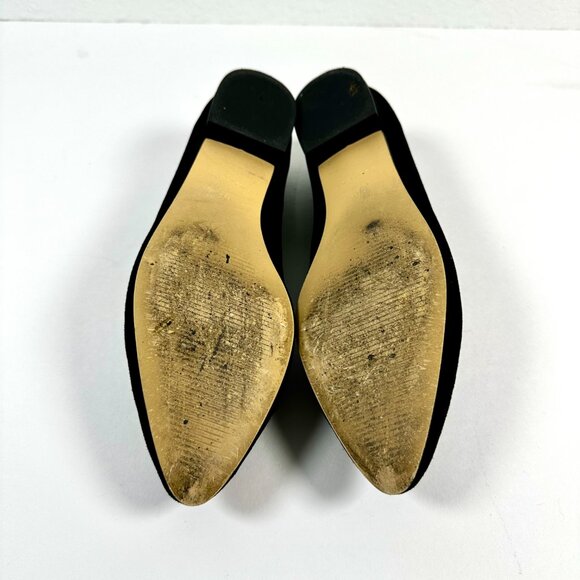 Talbots Edison Jeweled Suede Flats Black | Faux Pearl Loafers | Size 6.5 - Picture 4 of 10
